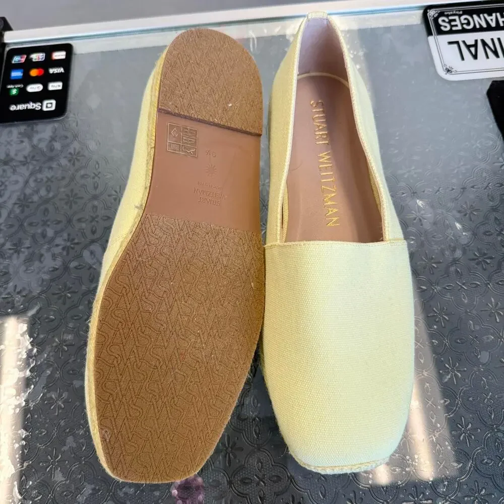 Stuart Weitzman Yellow Canvas Espadrille Size 9.5